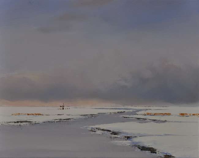 Jan Groenhart - winter met sneeuwlucht